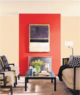  ?? ASSOCIATED PRESS ?? PPG Paints’ Red Gumball packs a stylish punch on an accent wall, providing drama and energy.