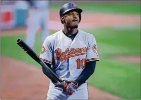  ??  ?? The Baltimore Orioles’ Adam Jones says the widely condemned racial insult hurled at him at Fenway Park illustrate­s the need for dialogue about race and for fans to police each other. Jones spoke Saturday at the Negro Leagues Baseball Museum in Kansas...