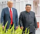  ??  ?? The Rodong Sinmun said Donald Trump and Kim Jong Un’s walk led to “deepening friendly feelings”.