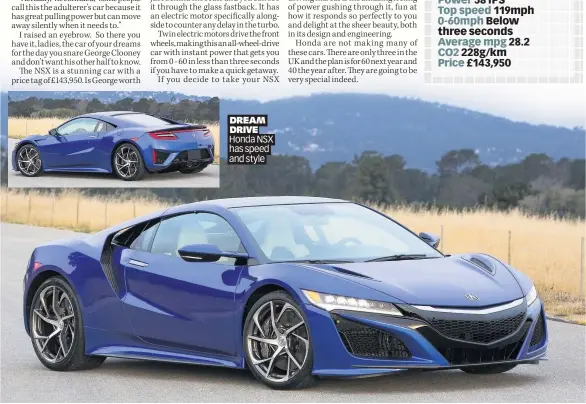  ??  ?? DREAM DRIVE Honda NSX has speed and style