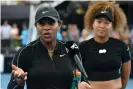  ??  ?? Serena Williams talks to spectators after her match against Naomi Osaka. Photograph: Brenton Edwards/AFP/Getty Images