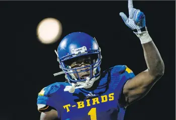  ?? BOB FRID ?? Thunderbir­ds receiver Trivel Pinto tops UBC in receptions (27), reception yardage (357), touchdown catches (three) and all-purpose yards (632), despite missing a game due to an undisclose­d injury.