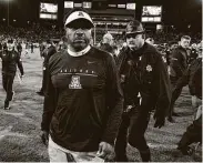  ?? DarrylWebb / Associated Press ?? Kevin Sumlin was fired by Arizona less than 24 hours after a lopsided loss to rival Arizona State.