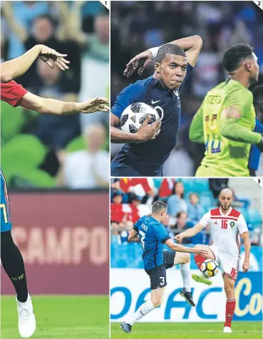  ??  ?? 2. El astro juvenil del momento es Mbappé, quien le hizo uno ayer a Estados Unidos. 3. Noureddine Amrabat sale jugando ante Artur Pikk en el Marruecos ante Estonia.