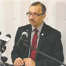  ?? DALSON CHEN ?? Dr. Wajid Ahmed, Medical Officer of Health with the Windsor-essex County Health Unit, provides an update on the local COVID-19 situation at the WECHU offices on Tuesday.