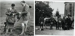  ?? ?? Left: a grouse shoot in Perthshire. Right: a shooting party gathered at Kinnaird House in 1869