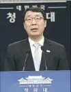  ??  ?? Yoon Young-chan, South Korean President Moon Jae-in's press secretary