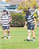  ?? Photo / Julie Gibson ?? Pirongia Colts player Mitch Zeuren looks to convert his own try against Matamata Colts.