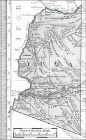  ?? LOANED GRAPHIC ?? A MAP OF YUMA COUNTY CIRCA 1883. The northern section broke off and formed La Paz County in 1984.