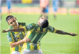  ?? M. luna / Télam ?? Aldosivi fue el mejor equipo: Chávez festeja el tercer gol