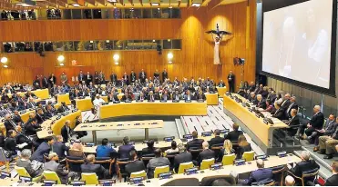  ?? COLPRENSA ?? Aspecto general de la Asamblea de la Organizaci­ón de las Naciones Unidas, llevada a cabo ayer.