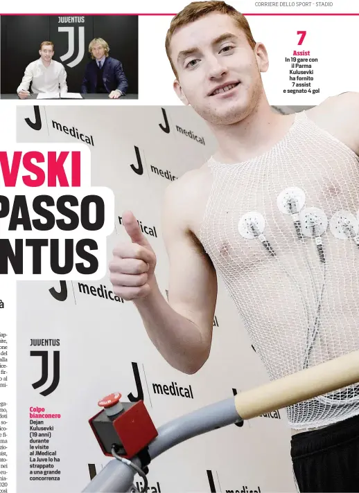  ??  ?? Colpo bianconero
Dejan Kulusevki (19 anni) durante le visite al JMedical La Juve lo ha strappato a una grande concorrenz­a
