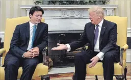  ?? SEAN KILPATRICK THE CANADIAN PRESS FILE PHOTO ?? Prime Minister Justin Trudeau met with US President Donald Trump in the Oval Office of the White House in February. The two will meet again at the G7 meetings that are expected to include some heated and difficult talks.