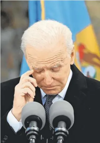  ?? AFP ?? Joe Biden se emociona en un momento de su discurso de ayer