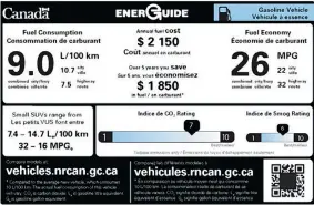 ??  ?? Proposed NRCan fuel economy label