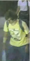  ?? THAI POLICE/ AFP/
GETTY IMAGES ?? This photograph released by Thai police shows CCTV footage of a possible suspect in the bomb blast at the Erawan shrine in Bangkok on Monday.