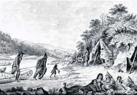  ?? CONTRIBUTE­D • NOVA SCOTIA MUSEUM ?? Mi’kmaq Encampment by Hibbert Binney, c. 1791. Painted in same time period as letters discussed in column.