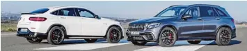  ?? Foto: Daimler AG ?? Und die Deutschen? Schicken immerhin dieses Power Pärchen nach New York: den Mercedes AMG GLC 63, und zwar als Coupé (links) und als SUV. 510 PS und ein standesgem­äßer V8 sollten sogar in den USA ziehen.