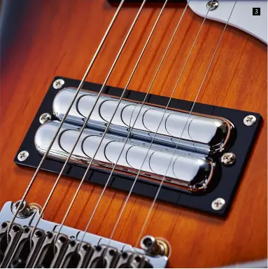  ??  ?? Both guitars apply an iconic smear of Dano lipstick to your signal chain via a splittable double-tube bridge ’bucker… 3