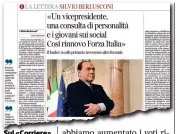  ??  ?? Sul «Corriere» La lettera del leader di Forza Italia Silvio Berlusconi pubblicata ieri