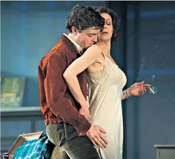  ??  ?? Intoxicati­ng: Helen McCrory and Tom Burke in Rattigan’s The Deep Blue Sea