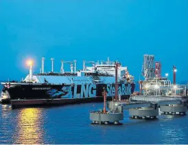  ?? /Reuters ?? Cleaner burn: Liquefied natural gas tanker Stena Blue Sky at the terminal owned by Chinese energy company ENN Group, in Zhoushan, China.