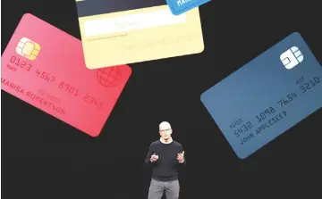  ??  ?? Tim Cook, CEO of Apple, speaks during an Apple special event at the Steve Jobs Theatre in Cupertino, California. — Reuters photo