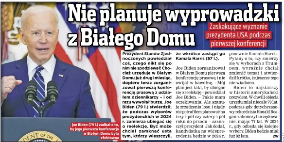  ??  ?? Joe Biden (79 l.) zadbał o to, by jego pierwsza konferencj­a w Białym Domu była efektowna