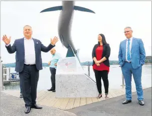  ??  ?? BOOM: Economic Developmen­t Minister Shane Jones announces the funding boost for Bay of Islands wharves with, from left, Ngati Hine leader Waihoroi Shortland, Northland-based Labour list MP Willow Jean-Prime and Tourism Minister Kelvin Davis.
