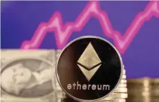  ?? ?? Illustrati­on shows representa­tions of cryptocurr­ency Ethereum in front of a stock graph and US dollar. — Reuters