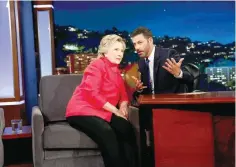  ?? Reuters ?? Hillary Clinton tapes an appearance on the ‘Jimmy Kimmel Show’ in Los Angeles, California, on Monday. —