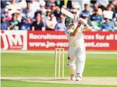  ?? Reuters ?? Rich vein of form Australia’s Steven Smith drives one down the ground on way to 111 against Kent at The Spitfire Ground, St Lawrence.