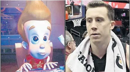  ??  ?? The Heat’s Duncan Robinson (right) as Nickelodeo­n’s Jimmy Neutron? The Lakers sure thought so during the NBA Finals.