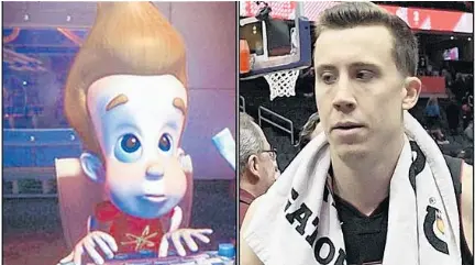  ??  ?? The Heat’s Duncan Robinson (right) as Nickelodeo­n’s Jimmy Neutron? The Lakers sure thought so during the NBA Finals.