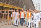  ?? — S. SURENDER REDDY ?? Senior BJP leaders Dr K. Lakshman, Chintala Ramachandr­a Reddy and others inspect the arrangemen­ts at Begumpet Airport on Wednesday ahead of Prime Minister Narendra Modi’s visit to Hyderabad on Thursday.