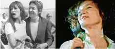  ?? Fotos: dpa ?? Birkin/Gainsbourg im Jahr 1974 – und in Erinnerung Jane Birkin 2017.