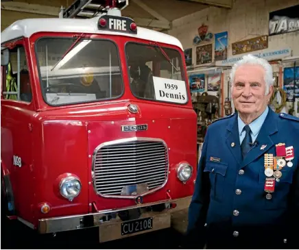  ??  ?? Dennis Alexander has painstakin­gly restored this Dennis appliance, the pride and joy of his collection of firefighti­ng memorabili­a.