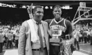  ?? Photograph: Bettmann/Bettmann Archive ?? Patrick Ewing, with coach John Thompson, during his time at Georgetown. Ewing was the subject of racist abuse during his college career.