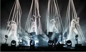  ?? Photograph: Lesley Martin/PA ?? Electric dreams … Chemical Brothers performing in 2021 – their keyboard technician complains of a ‘corporate feel’ to touring amid Covid.