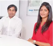  ??  ?? Freyr Energy co-founders Saurabh Marda (left) and Radhika Choudary