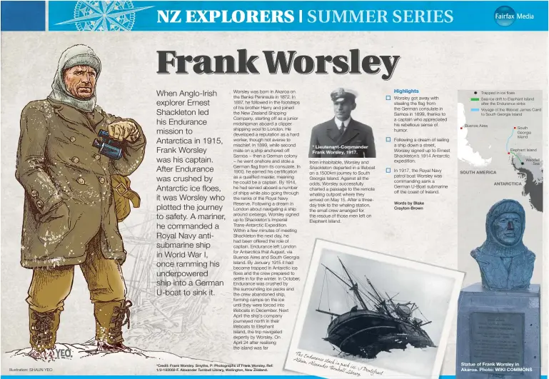  ??  ?? *Credit: Frank Worsley. Smythe, P: Photograph­s of Frank Worsley. Ref: 1/2-182002-F. Alexander Turnbull Library, Wellington, New Zealand.