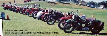  ??  ?? Poster from 1992 rally A line up of Indians at the first All-Indian Rally in 1992.