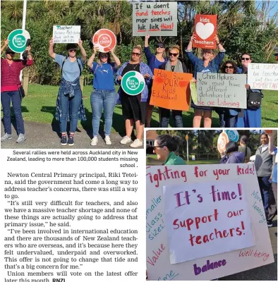  ?? . ?? Several rallies were held across Auckland city in New Zealand, leading to more than 100,000 students missing school