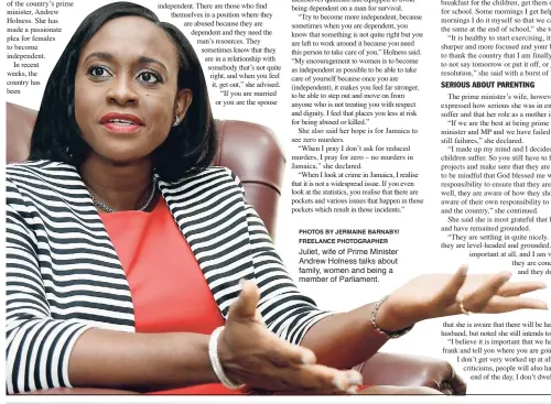  ?? PHOTOS BY JERMAINE BARNABY/ FREELANCE PHOTOGRAPH­ER ?? Juliet, wife of Prime Minister Andrew Holness talks about family, women and being a member of Parliament.