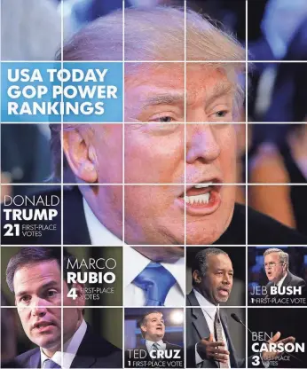  ?? CARSON, TRUMP AND RUBIO BY GETTY; BUSH AND CRUZ BY BLOOMBERG; RYAN BY USA TODAY; CLINTON BY AFP/GETTY IMAGES ??