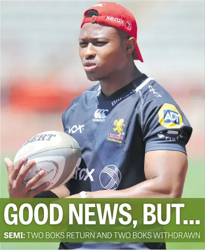  ?? Picture: Gallo Images ?? WELCOME RETURN. Lions wing Aphiwe Dyantyi has been added to the starting line-up to boost the team for their Currie Cup semifinal against the Sharks in Durban tomorrow.