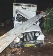  ?? AFP ?? Atree fell in high wind during a storm onto a vehicle in Bareilly in India’s northern Uttar Pradesh state.