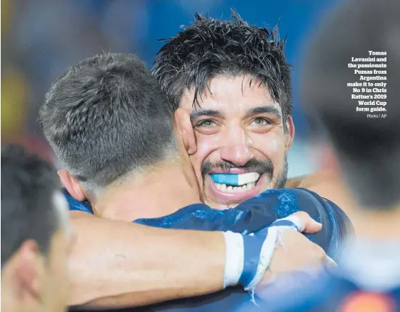  ?? Photo / AP ?? Tomas Lavanini and the passionate Pumas from Argentina make it to only No 9 in Chris Rattue’s 2019 World Cup form guide.