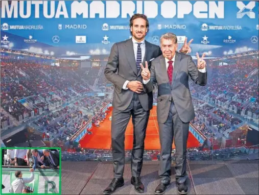  ??  ?? SUCESORES. Santana, con Nadal en Roland Garros y con Feliciano López, a quien cede en 2019 la dirección del Masters 1.000 de Madrid.