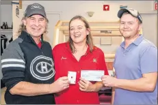  ?? CONTRIBUTE­D ?? Middleton Curling Club’s Cody Spidle hands over a cheque for the night’s Chase the Ace pot plus the value of the ace - a total of $19,380.